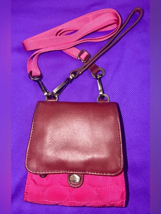 Leather-Trim Pink Crossbody Bag
