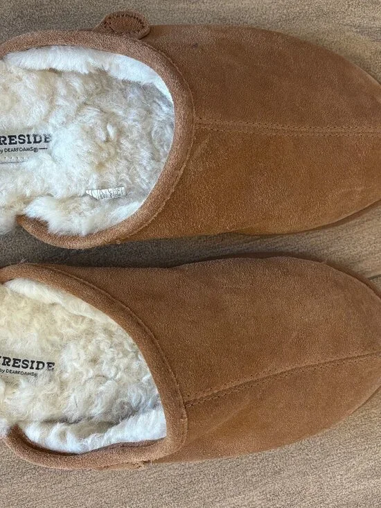 Mens Dearfoams Fireside Suede Scuff Slippers - Excellent Condition