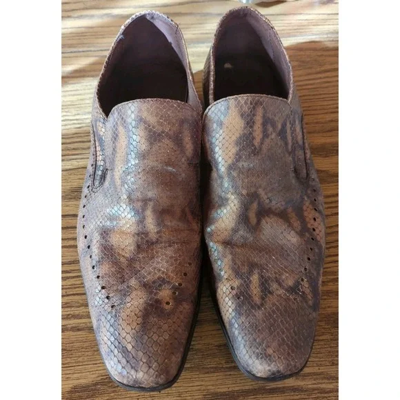 Mens Marco Ferretti Business Casual Slip On Shoes Size 44 Snake Embossed Leather