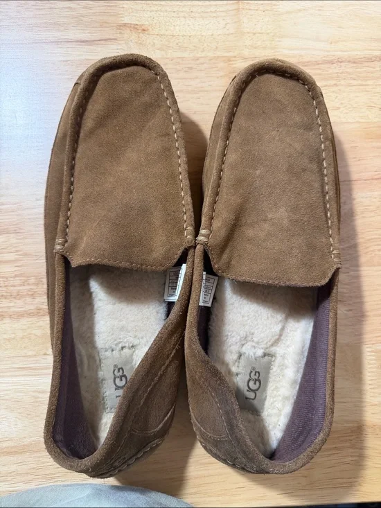 UGG Alder Men's Chestnut Suede Shearling Slip-On Loafers 11 moccasin luxury‎