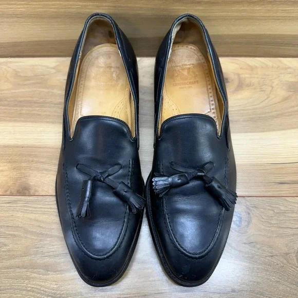 Johnston & Murphy Aristocraft USA Made Tassel Loafers Mens 10 D/B Black Leather