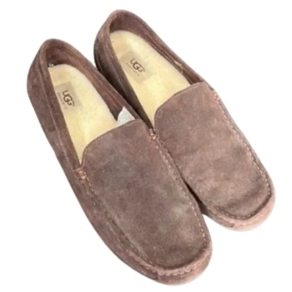 UGG Alder Men's Shearling Suede Brown Slip On Loafers Size 10