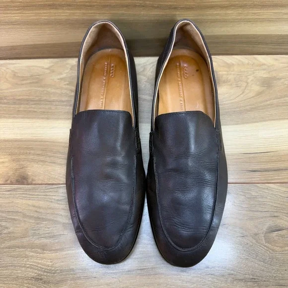 ECCO Tray Tech Slip On Loafers Mens 10.5 EU 44 Brown Leather Modern Business