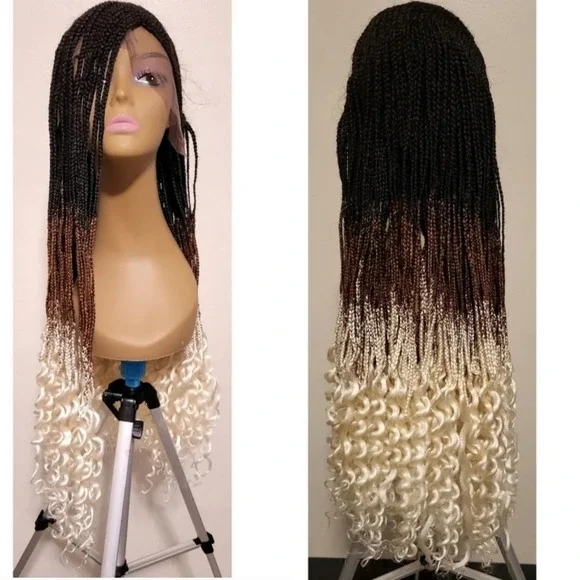 French Braid Fashion Lace Front Wig - Ombre