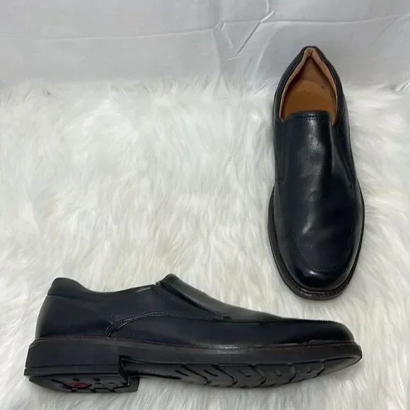 Ecco Smooth Black Leather City‎ Slip-On Loafers Sz 12