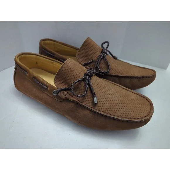 Vintage Saks Fifth Avenue Mens‎ Brown Leather Loafers Braided Tassel Sz 8.5M