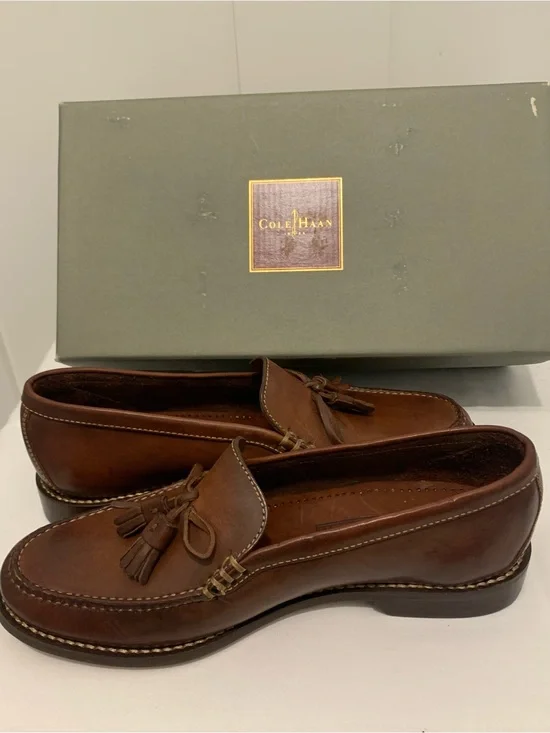 Cole Haan Brown Leather Tassel Loafers - Classic Moc Toe