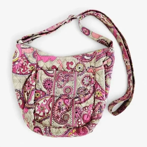 Vintage Y2K Vera Bradley Paisley Meets Plaid Quilted Zip Cross Body Bag Satchel