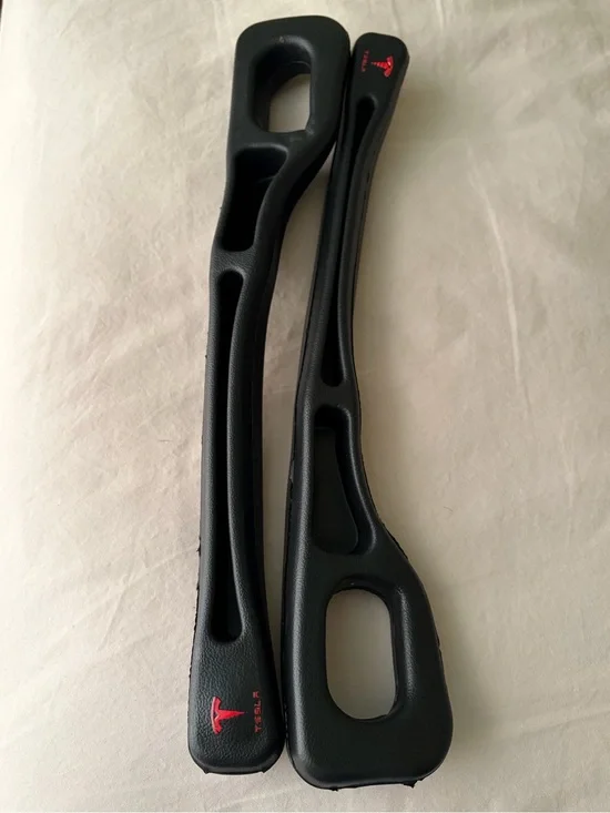 Tesla Black Shoulder Pad Pair with Red Logo Accents