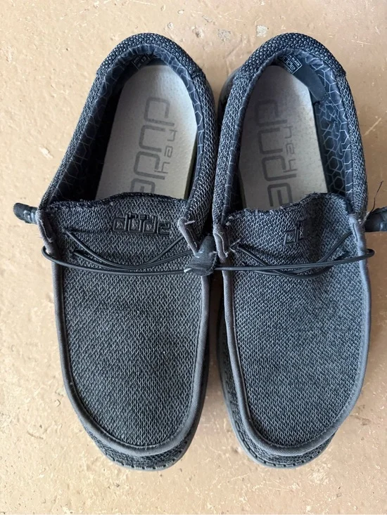 Hey Dude Men's Black Knit Slip-On Loafers