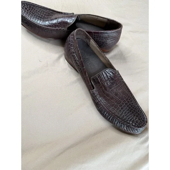Cole Haan Grand Olsen Alligator Print Leather Slip-On Men's 10.5 Brown