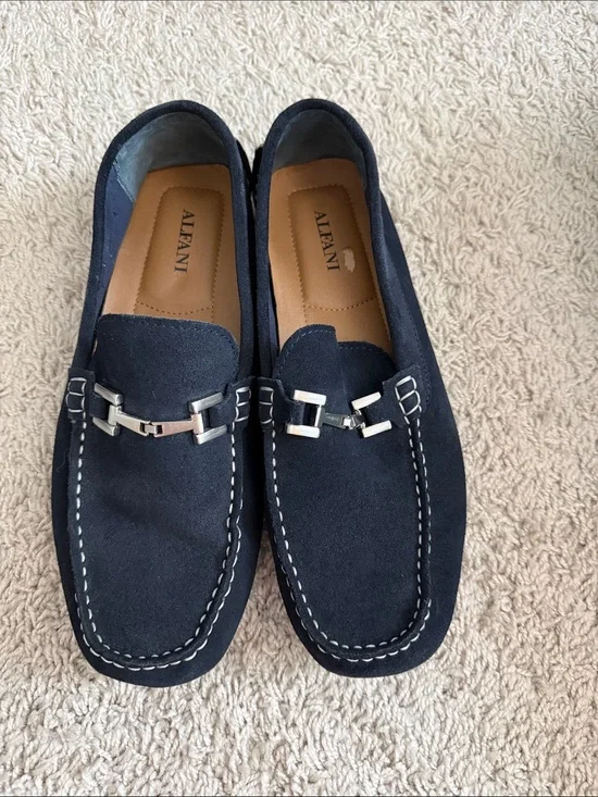 Alfani Navy Suede Bit-Detail Slip-On Loafers