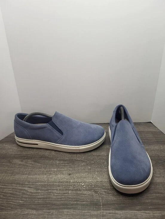 Birkenstock Oswego Mens Size 11 Blue Suede Slip On Sneaker Loafer NEW