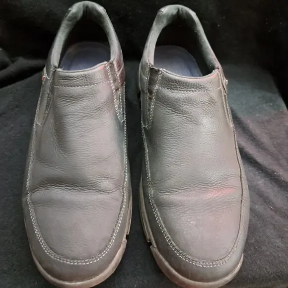 Rockport Shoes Mens Size 11 Black Leather Slip On Hydro-Shield