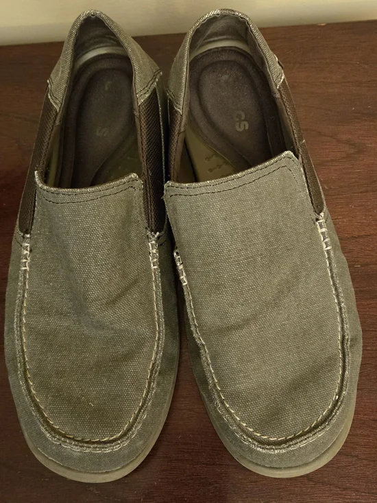 CROCS Men's Olive Green Canvas Slip-On Loafers