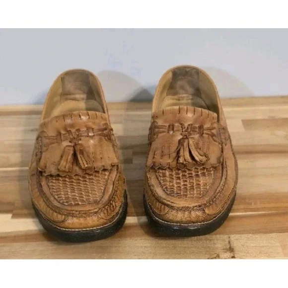Florsheim 18096 Men Leather‎ Chestnut Basketweave Tasseled Loafers  Sz 10D