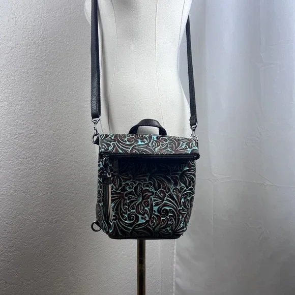 Patricia Nash Luzille Convertible Backpack Crossbody Tooled Leather Western Boho