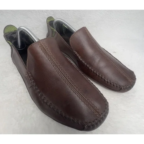 Ted Baker Shoes Mens 9 Brown Leather Moccasin Slip On Casual Comfort TBMS05411