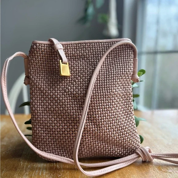 Sharif Woven Brown Crossbody Bag with Gold Accent NEW!