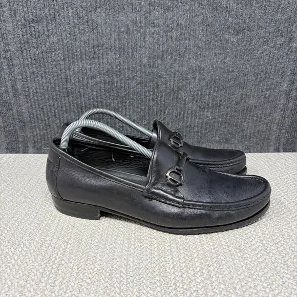 Allen Edmonds Vinci Black Leather Bit Loafers Moccasins Slip On Mens 8 Italy