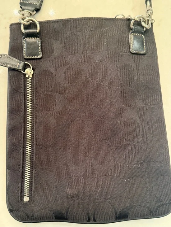 Coach Black Signature Jacquard Crossbody Bag with Silver Hardware