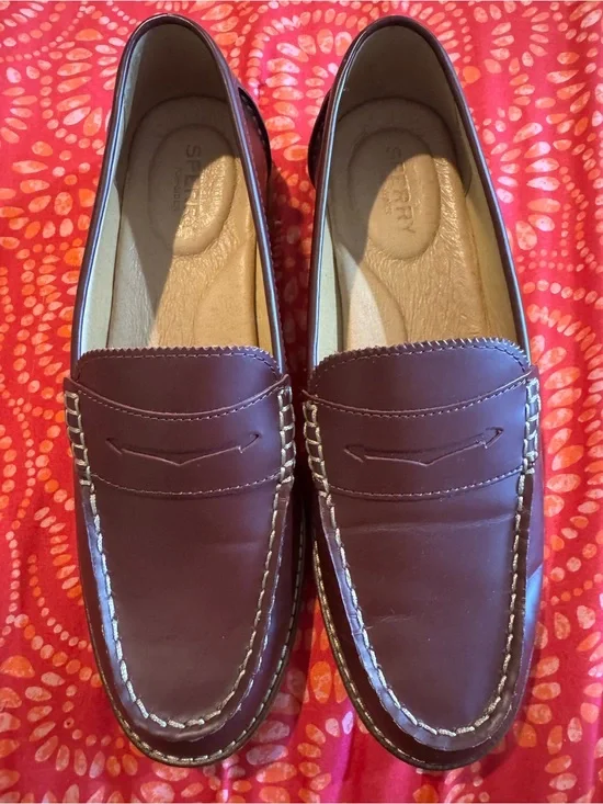 Sperry Men's Wine Leather Penny Loafers
