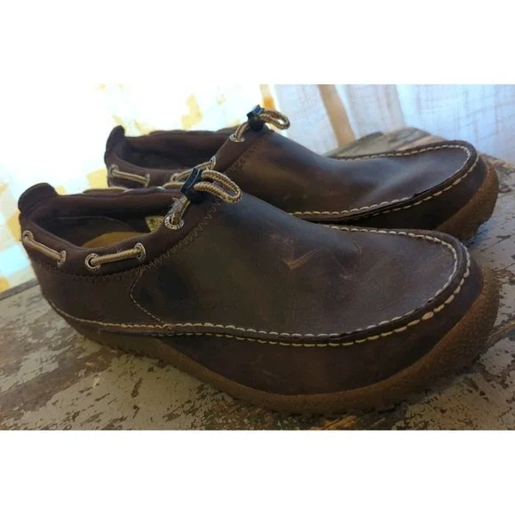Mens 9.5 Brown Slip On Moc‎ Moccasin Casual Leather Shoes