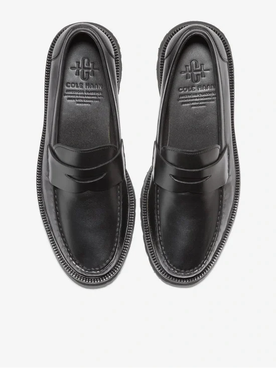 Cole Haan Men’s American Classic Penny Loafer Black leather lug sole grandOS 7.5