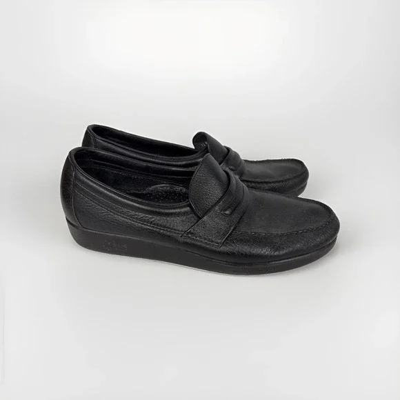 SAS Men's Black Leather Loafers Size 12 N Narrow Handsewn Slip-On Shoes EUC