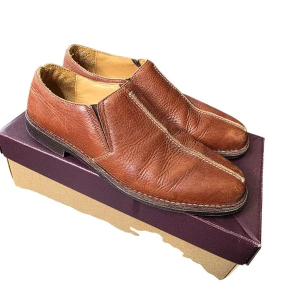 Mens Tommy Bahama Leather Slip On Shoes Sz 13  Split Toe Brown Loafers TB-315 75