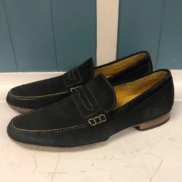 Donald J. Pliner NAWA Mens charcoal/yellow Suede Leather Loafers Size‎ 9
