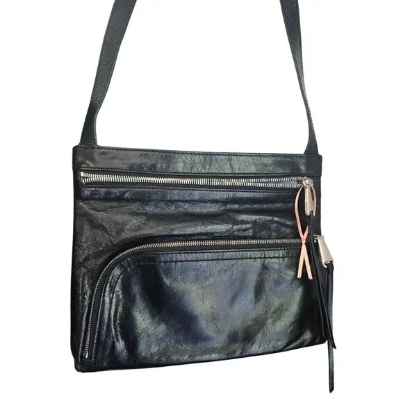 HOBO The Original Cassie Black Genuine Leather Crossbody Bag Boho Whimsigoth