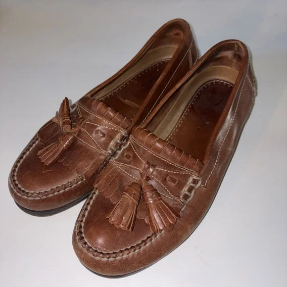 Johnston & Murphy Mens Tassel Brown Leather Shoes 11 M Made In Mexico