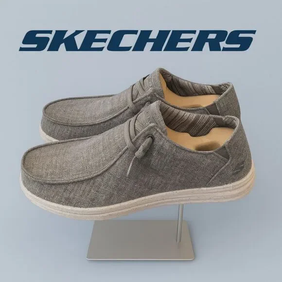 New Skechers “Melson - Chad” Men’s Gray Casual Slip-On Loafers Shoes 9.5
