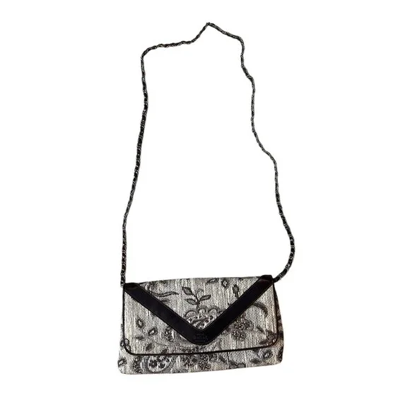 Ballard Collection Brown Envelope Chain Crossbody Floral Tapestry‎ Purse