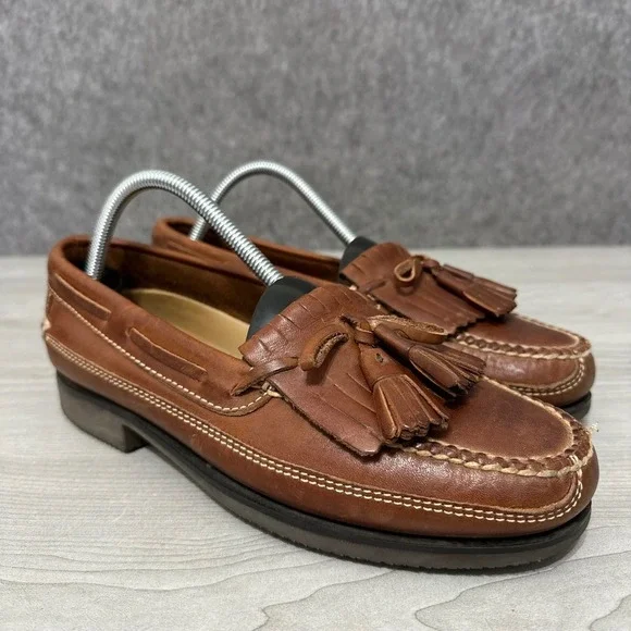 Johnston & Murphy Kiltie Tassel Loafers Mens 9‎ Brown Leather Slip On Shoes