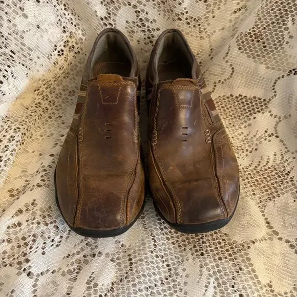Skechers Men's US 10.5 Diameter Zinroy Brown Leather Slip-On Loafers