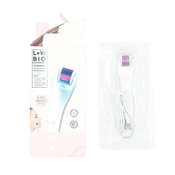 Luxe + Willow- .25mm LED Microneedle Electric Dermal Roller Massage -‎ White