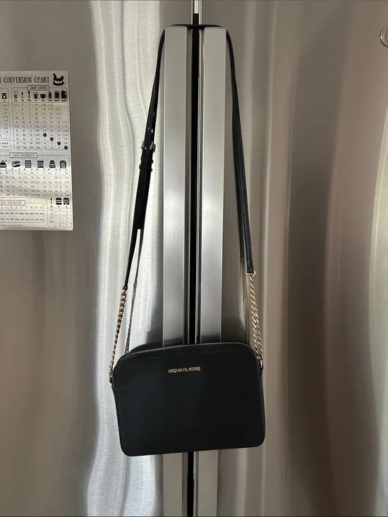 Michael Kors Black Crossbody with Gold Chain Strap