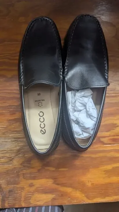 ECCO Classic Moc 2.0 Mens Black Leather Loafers Size 10 10.5 EU44