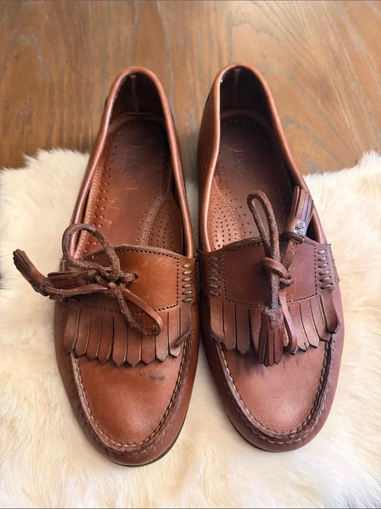 GH Bass Weejunes Men's Brown Leather Tassel Kiltie Loafers 8