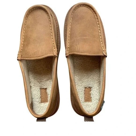G.H. Bass Men’s Sherpa Lined Moccasin Slippers Indoor Outdoor Chestnut Size 10