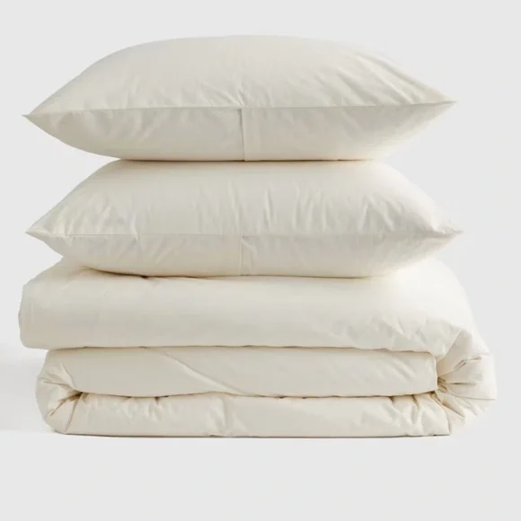 NWOT Quince Classic Organic Brushed Cotton Duvet Cover Set Queen (Ivory)