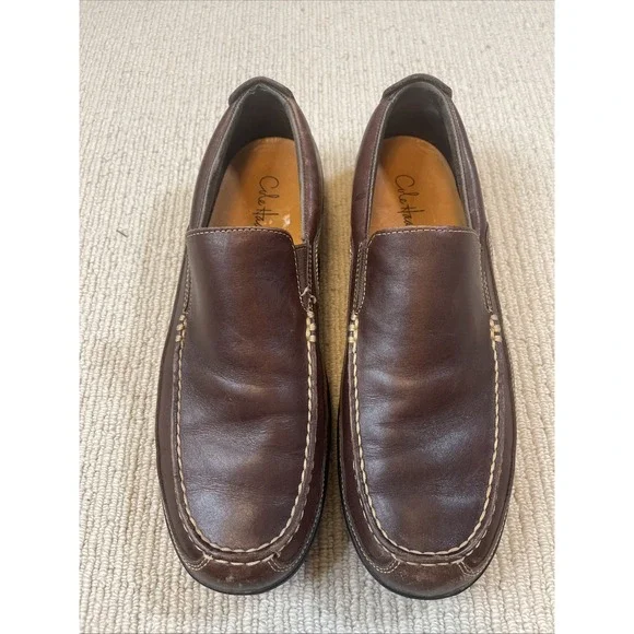COLE HAAN Men's 9.5 Tucker Venetian Leather Brown Driving Moccasin Loafers