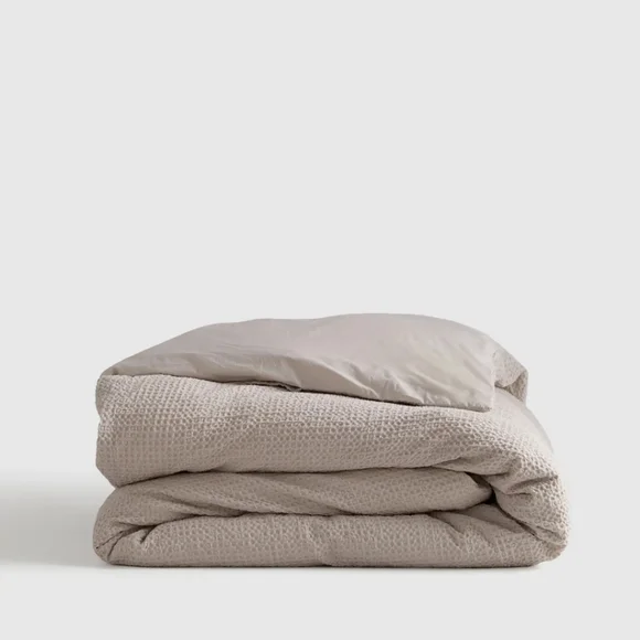 Quince 100% Organic Cotton Waffle Sand Duvet Cover! King/ Cal King  (268)