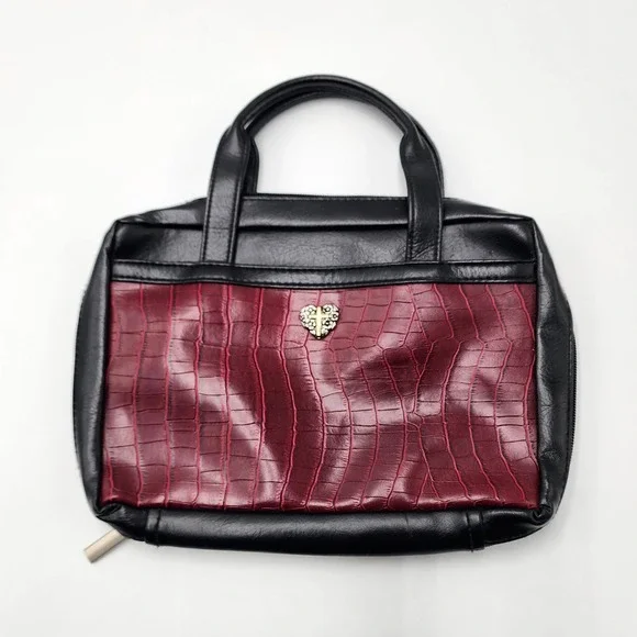 Greg Gift Red and Black Bible Case Purse Zip Pebbled‎ Handbag Large Faux Leather