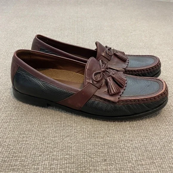 Johnston & Murphy Shoes Mens Size 14 M Brown Black Leather Dress Tassel Loafers