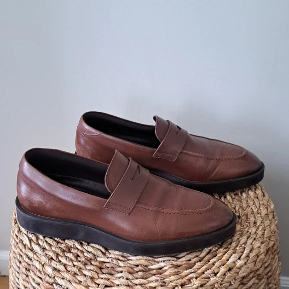 Wolf & Shepherd Mens Closer Saddle Brown Leather Luxury Dress Loafers 10‎