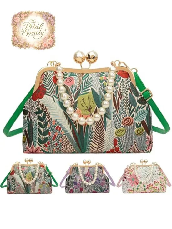 Floral & Leaf Print Crossbody Bag with Adjustable Strap - Women Trendy Handbag