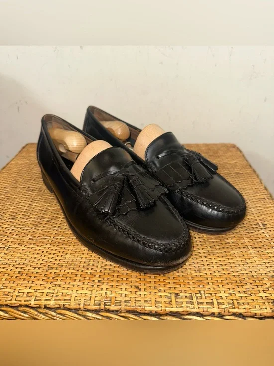 Johnston & Murphy Tassel Loafers Mens 10EEE Black Leather Preppy Academia 7E6760